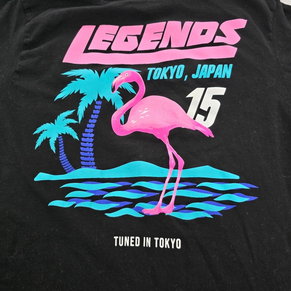 Legends Tokyo Japan Flamingo Graphic T-Shirt Mens Medium Black - Picture 5 of 5